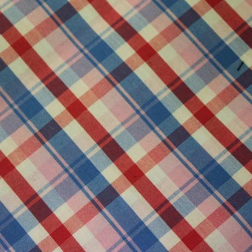 Tartan Check Shirting Fabric - 100% Poly Cotton, Multi-Color Design | Washable, Shrink Resistant, Suitable for Textile Industry