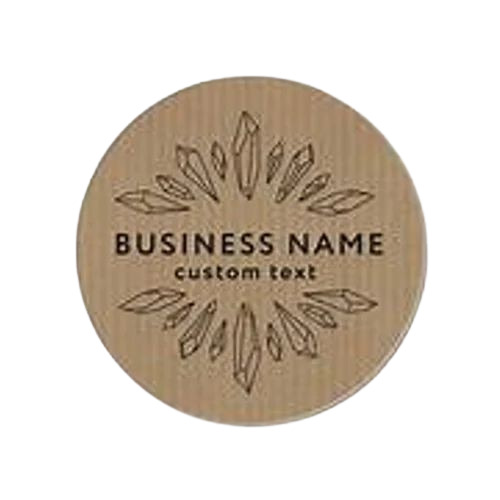 Brand Label Sticker - PU Material, Brown Color, 1-2 mm Thickness, Round Shape | Washable, Ideal for Garment Applications