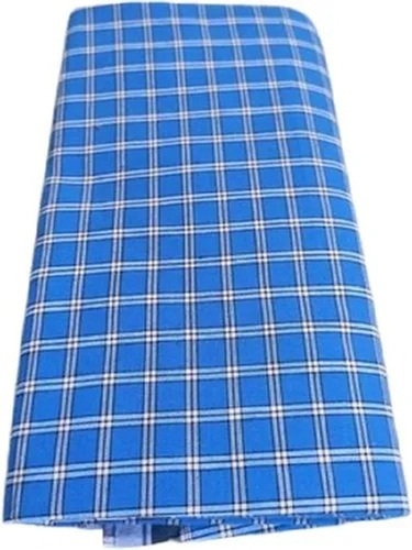 Cotton Lungi - Standard Size, Blue Checked Design | Lightweight, Comfortable, Shrink Resistant, Color Fastness