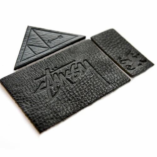Designer Leather Patch - Leather Material Customised Design Black Color | Suitable for Garment Application