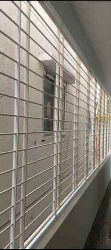 Grill - Geometric Patterns 8 Feet Height | Hand-Made Powder Coated Steel, White Finish