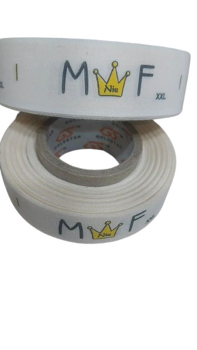 Polyester Printed Label - 20 m Roll, White Color, End Folded Technique, Customized for Garment Use