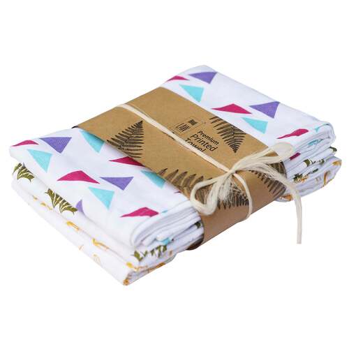 Printed Cotton Towel - 100% Cotton, Rectangle Shape, White Color | Soft Touch Fabric, Lightweight, Quick Dry, Customized Patterns for All Ages