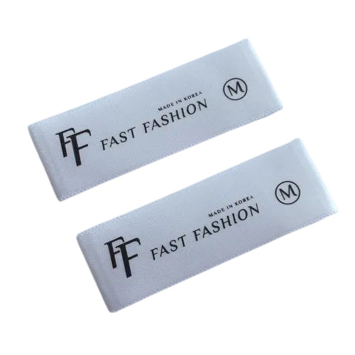Printed Satin Label - Satin, Rectangular, 2 mm Thickness, White | Ideal for Garment Applications with Printed Pattern in Sturdy Box Packaging