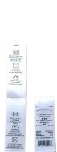 Satin Printed Labels - White Satin Material for Garment Applications | Perfect for Tagging Clothing Items