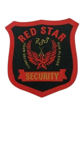 Security Uniform Labels - Woven Material, 4x4 Inch Size, Black and Red Color | Ideal for Identification and Branding