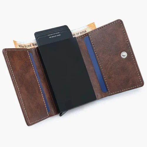 Soft Leather Credit Card Holder Wallet - Soft Leather, Rectangular Shape, Brown Color | Folded Design, Good Quality Packaging by The Wallet Store