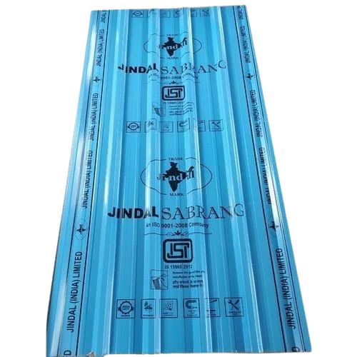 Blue Steel Roofing Sheets - Galvanized Sheet, 12 ft x 4.5 ft, Blue, 0.50 mm Thickness | Durable, Rectangular Shape, Plain Pattern, Fine Finished