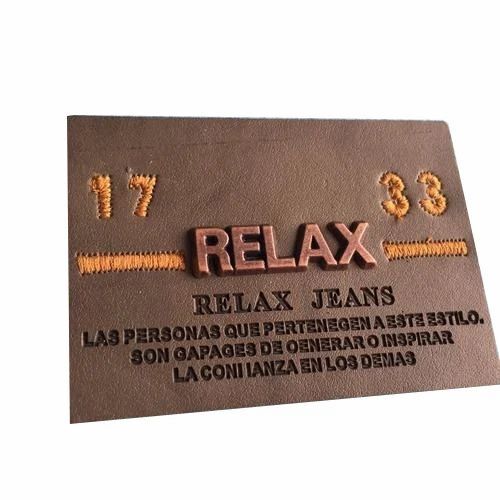 Fashion Leather Label - Leather Material, Garment Use, Brown Color | Made in India