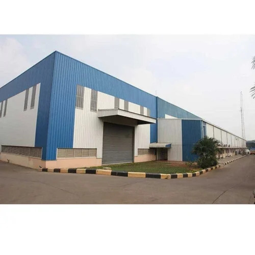 Industrial Shed - Steel Floor, Aluminum Sheet Roof | Spacious Design, Low Maintenance, Quality Tested Materials, White and Blue Color