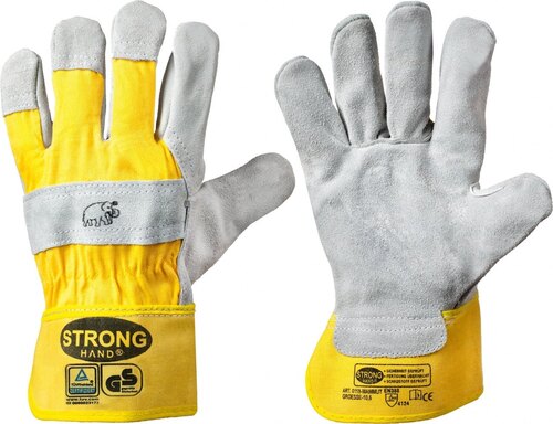 Leather Hand Gloves - Color: White & Yellow