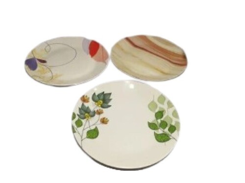 Melamine Dinner Plate - Melamine Material, Various Sizes Available, Glossy Finish, White Color | Pattern Printed, Crack Resistant, Easy to Clean