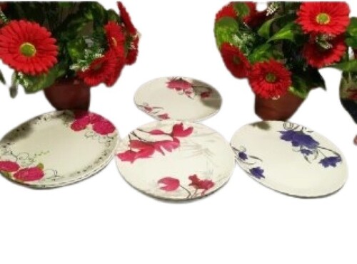 Melamine Dinner Round Plate - Melamine Material, Various Sizes Available, Glossy Finish, White Color | Lightweight, Easy to Clean, Tested for Quality Standards, Crack Resistant