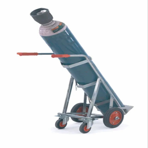 Oxygen Cylinder Trolley - Mild Steel, Standard Dimensions, Spray Painted Finish, 2 Wheels for Industrial Use, Attractive Design