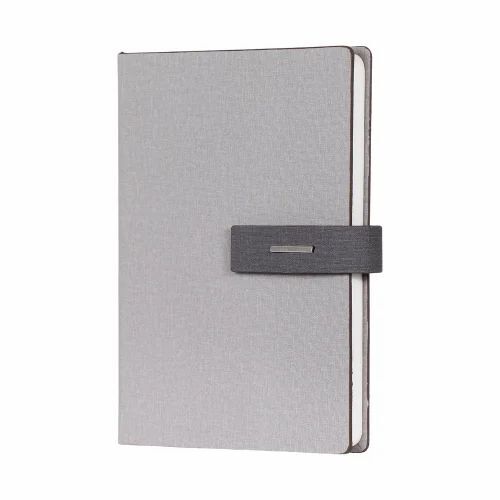 Personalized A5 Grey Hardbound Diary Notebook With Lock Pen Holder