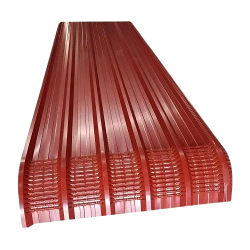 Stainless Steel Roofing Sheet - 0.50mm Thickness, Durable Red Color | Fine Finished, Rectangular-Curved Shape, Custom Size, Plain Tile Type