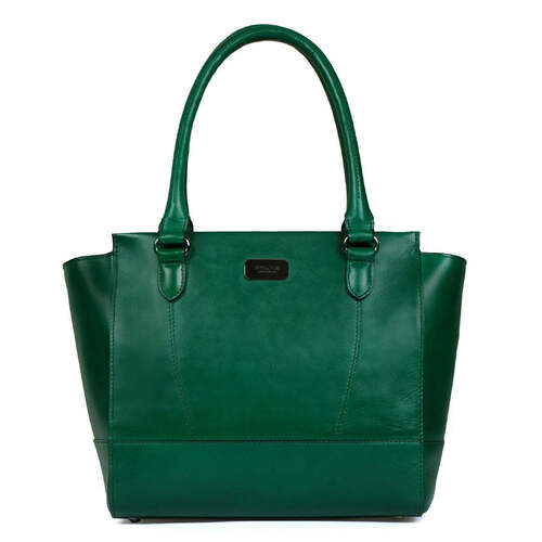 Green Genuine Leather Fashion Bag - Standard Size Multi-Compartment Design | Easy to Carry with Handles Water and Moisture Resistant Washable and Reusable