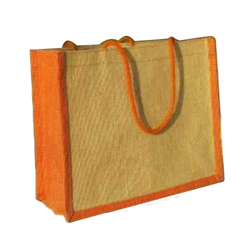 Jute Fancy Bag - Large Rectangular Eco-Friendly Reusable Carry Bag, Orange Color with Vest Handle for Shopping, Single Compartment, Washable