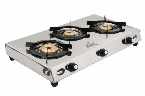 Stainless Steel Three Burner Gas Stove - Gas Type: Yes