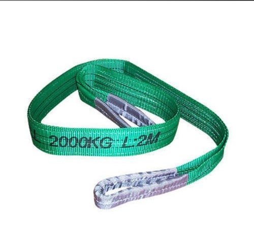 Webbing Sling - Polyester Customized Size Green Color Flat Shape | Tear-Resistant Durable Fine Finished Flat Braided Style