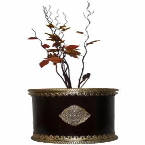 Brass Work Flower Pot - Brass Material, Box Packaging, Multicolor Design | Decorative Flower Pot for Elegant Home and Office Decor