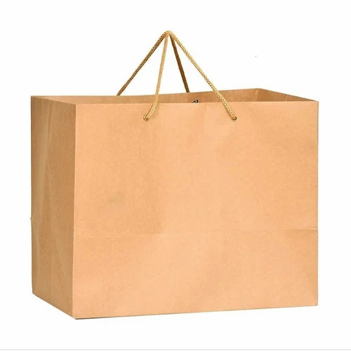 Brown Paper Carry Bags - 5 Kg Capacity, 12x14 Inches Size | Biodegradable, Moisture Proof, Recyclable, Twisted Paper Handle