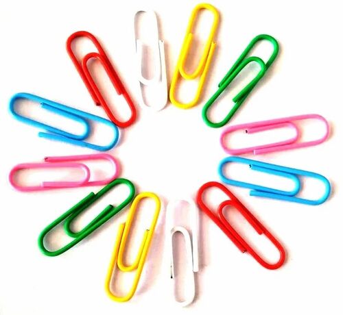 Coloured Gem Paper Clips - Metal Steel, 28mm Size, Multicolor Design | U Shape, Box of 100 Pieces, New Condition