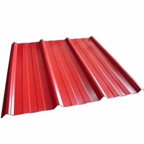 Essar Metal Roofing Sheet - .6 mm to 1 mm Thickness, Red Color Coated Finish | Color Steel Material, Double Roman Tile Shape, Plain Pattern