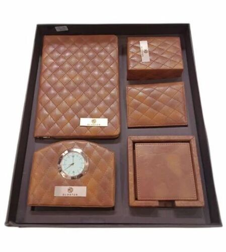 Executive Corporate Gift Set - Leather, Rectangular, Brown | Good Quality, New Box Packaging, Ideal for Promotional Gifts