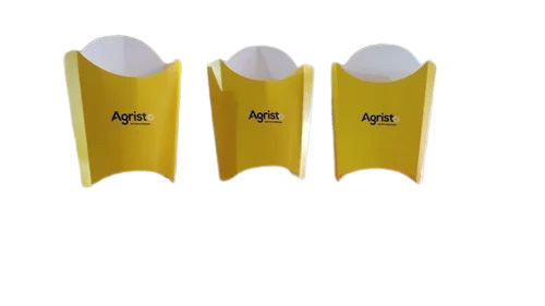 French Fries Packaging Boxes - Paper, 178x178x45 mm, Yellow | Reusable, One Compartment, 300 gm Capacity, Lock Bottom Design
