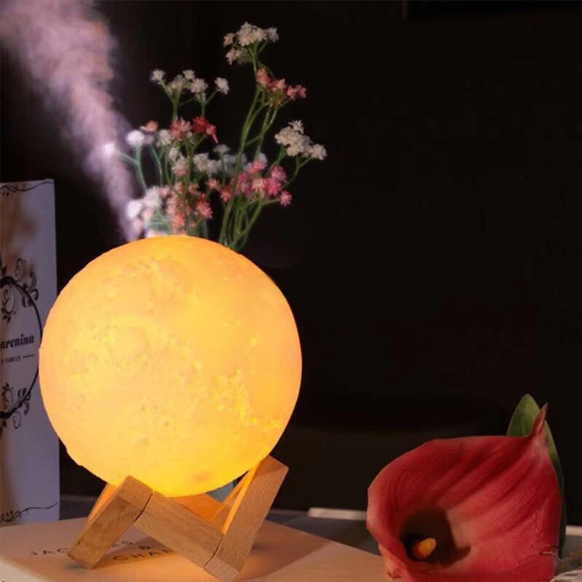 High Capacity 880ML Cool Mist Aroma Essential Oil USB Ultrasonic Led Lamp 3D Moon Light Diffuser Air Humidifier