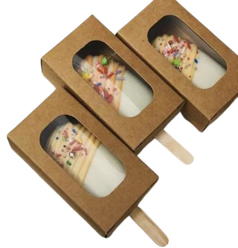Ice Cream Packaging Box - Paper, 100 ml, Rectangular Shape, Brown Color | Plain Design for Efficient Ice Cream Storage