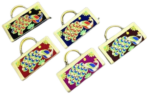 Ladies Handcrafted Clutch - Velvet Material, Rectangular Shape, Multicolor Design | Embroidered Pattern, New Condition, Polybag Packaging