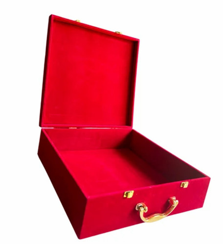 Mdf Gift Packaging Box - Rectangular, 5 Kg Capacity, Handmade, Red Color, 500 Gm Weight | Hinged Design, Non Waterproof