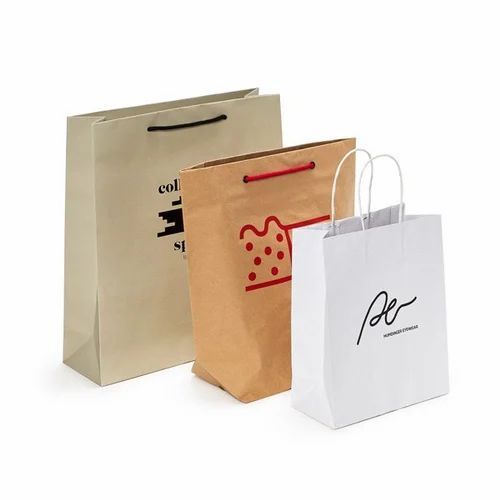 Multicolor Printed Paper Bags - 1kg Capacity, Biodegradable, Moisture Proof, Recyclable, Rope Handle