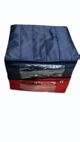 Pairasut Storage Saree Cover Bag - Cotton Blend, 8-10 Capacity, Blue and Red | Stand Up Pouch with Zipper Closure, Plain Design