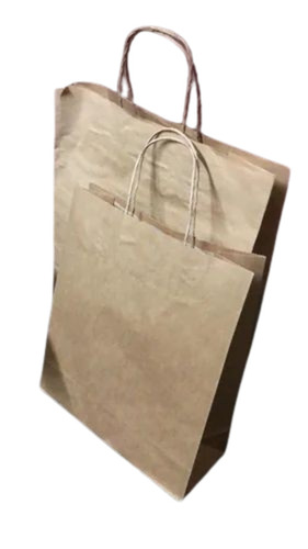 Paper Grocery Bag - 2 Kg Capacity, 12 Inch Size, Brown Color, Plain Design | Biodegradable, Moisture Proof, Recyclable, Twisted Paper Handle