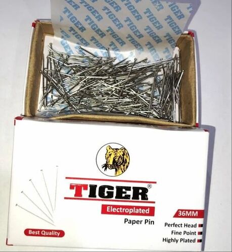 Paper Pins (Electroplated) 36mm - Metal Steel, 36mm Length, Silver Color | Rust Proof Build, Good Condition Packaging in Box