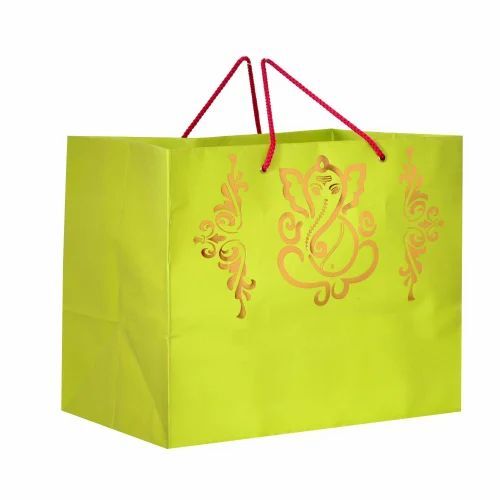 Paper Shopping Carry Bags - 1kg Capacity, Multicolor Printed Design | Biodegradable, Moisture Proof, Recyclable, Rope Handles
