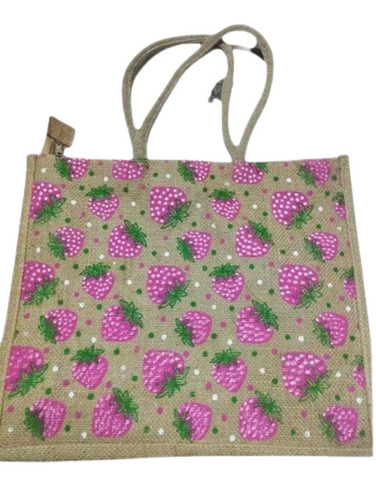 Pink Jute Shopping Bag - 35cm x 27cm 3kg Capacity | Long Lasting Stylish Printed Design