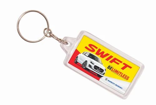 Promotional Crystal Keyring - Plastic 3.5 Inch | Rectangular Shape White Color Good Quality Packaging in Polybag
