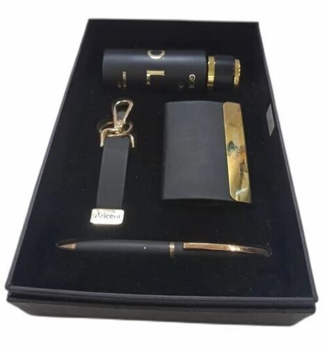 Promotional Leather Gift Set - Leather, Rectangular, Matte Black | Corporate Gift for Office Use, Box Packaging, Good Quality, New Condition