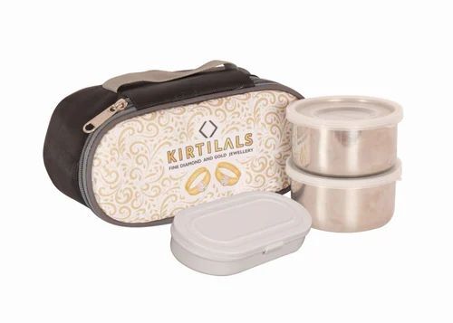 Promotional Lunch Boxes - Stainless Steel, 2 Containers, Silver Color | Rectangular Shape, Corporate Gift, Ideal for Promotional Usage