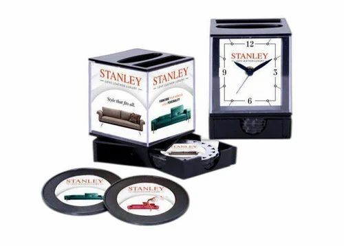 Stylist Promotional Table Clock - Customizable Design | Black and White Color, Good Quality, New Condition