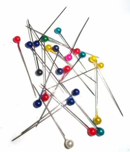 Tiger Steel Pearl Head Pins - Stainless Steel, 38 mm, Multicolor | Rust Proof, Good Quality, New Condition, Garments Packaging