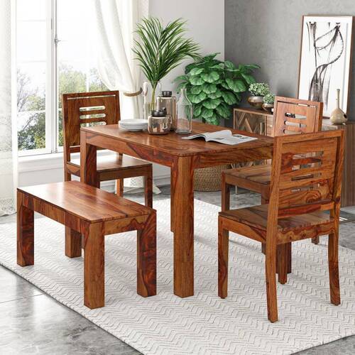 Wood Dining Table Set - Finishing: Yes