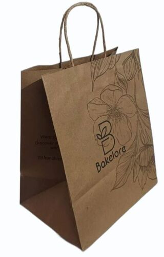 Promotional Paper Bag - Paper Material 2kg Capacity Brown Color | Biodegradable Moisture Proof Recyclable Rope Handles Printed Design