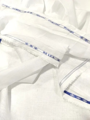 40 Lea Linen Fabric - 100% Linen Material, White Color, Shrink-Resistant | Plain Texture, Ideal for Shirt Material and Textile Industry Applications