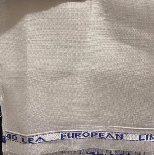 Linen Shirting Fabric - 40 Lea X 40 Lea, White Plain Texture, 100% Linen, Shrink-resistant, Washable For Textile Industry