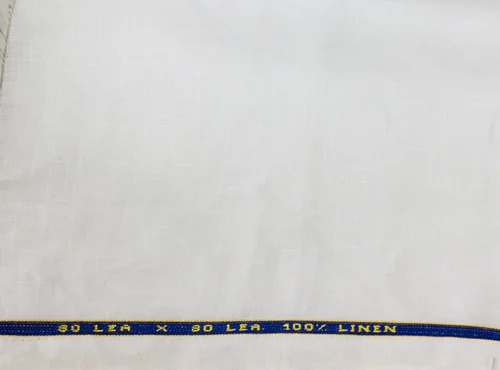80Lea Linen Shirting Fabric - 100% Linen, Shrink Resistant, Plain White Texture | Ideal for Shirts and Textile Application